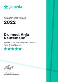 Jameda Auszeichnung Dr. Reutemann 2022